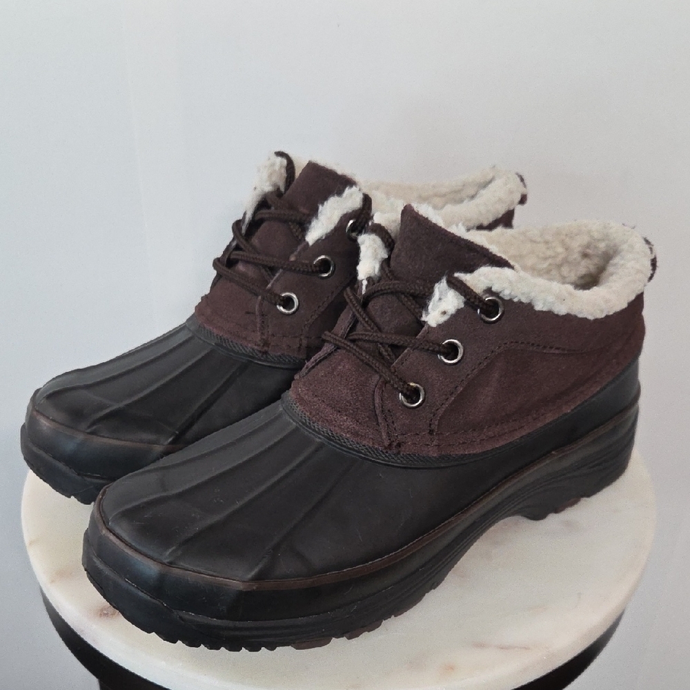 Bass Brown & Black Waterproof Suede Winter Ankle Boots Size 9